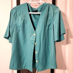 Teal boxy button down